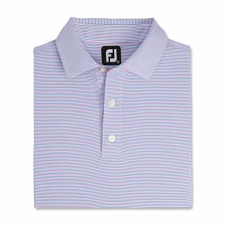 Men's Footjoy Lisle Golf Shirts White/Blue/Pink NZ-174796